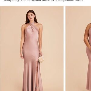Birdy Grey Stephanie One-Shoulder Satin Gown in Dusty Rose